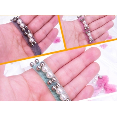 Hot Sale Lace Pearl Hair Band Hand Made Elastic Hair Band For Girls